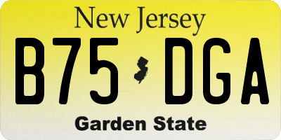 NJ license plate B75DGA