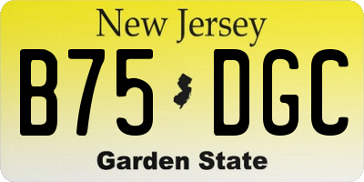 NJ license plate B75DGC