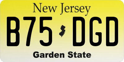 NJ license plate B75DGD