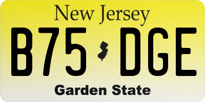 NJ license plate B75DGE