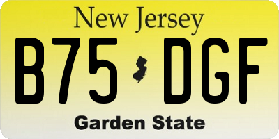 NJ license plate B75DGF