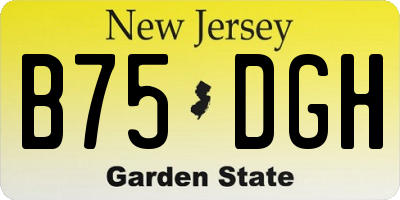 NJ license plate B75DGH