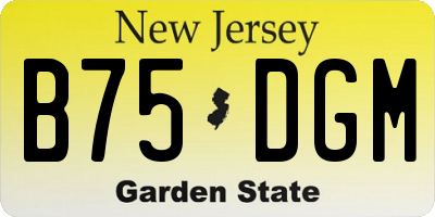 NJ license plate B75DGM