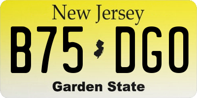 NJ license plate B75DGO