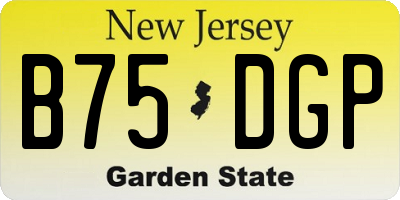 NJ license plate B75DGP