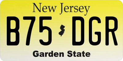 NJ license plate B75DGR