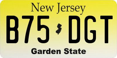 NJ license plate B75DGT