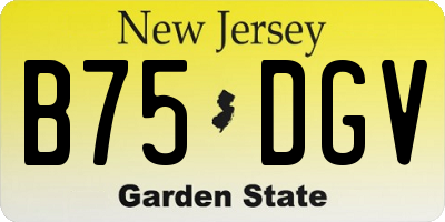 NJ license plate B75DGV