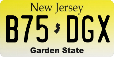 NJ license plate B75DGX