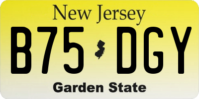 NJ license plate B75DGY