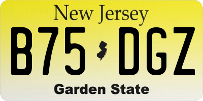 NJ license plate B75DGZ