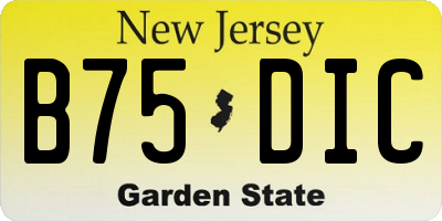 NJ license plate B75DIC