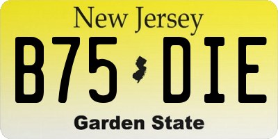 NJ license plate B75DIE