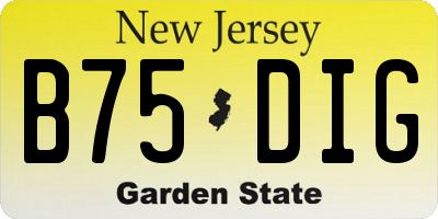 NJ license plate B75DIG