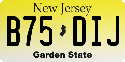 NJ license plate B75DIJ