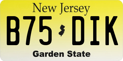 NJ license plate B75DIK