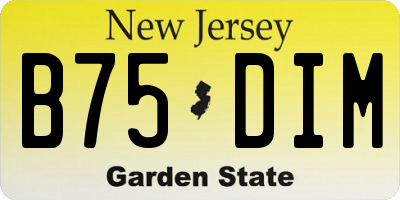 NJ license plate B75DIM