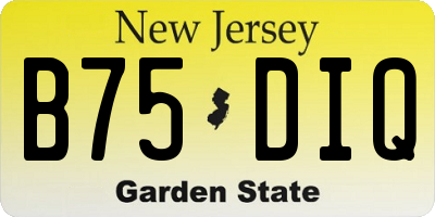 NJ license plate B75DIQ