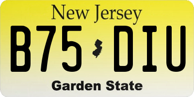NJ license plate B75DIU