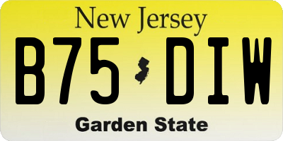 NJ license plate B75DIW