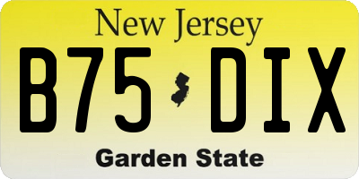 NJ license plate B75DIX