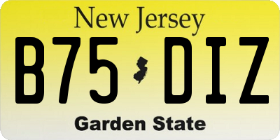 NJ license plate B75DIZ