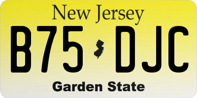 NJ license plate B75DJC