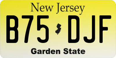 NJ license plate B75DJF