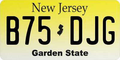 NJ license plate B75DJG