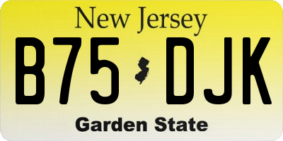 NJ license plate B75DJK
