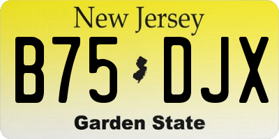 NJ license plate B75DJX
