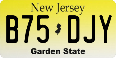 NJ license plate B75DJY