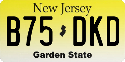 NJ license plate B75DKD