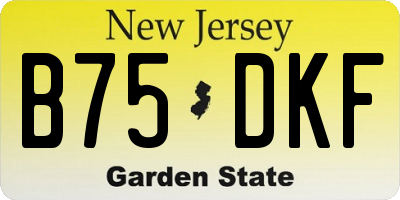 NJ license plate B75DKF