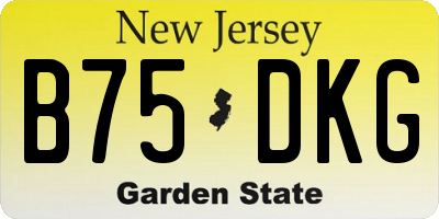 NJ license plate B75DKG