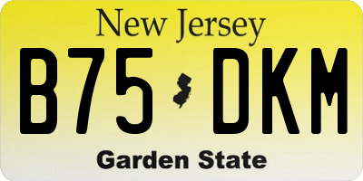 NJ license plate B75DKM