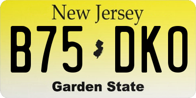 NJ license plate B75DKO