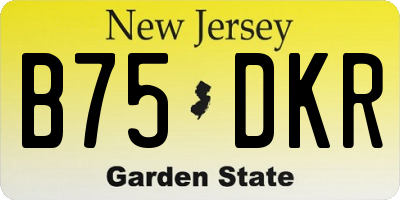 NJ license plate B75DKR