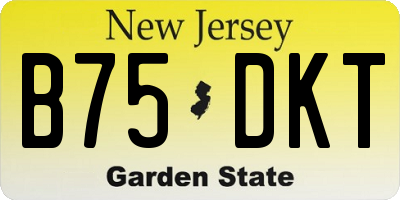 NJ license plate B75DKT