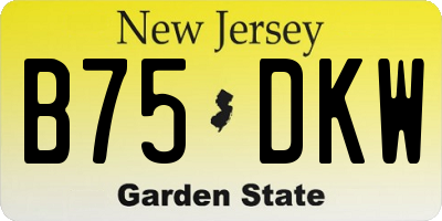 NJ license plate B75DKW