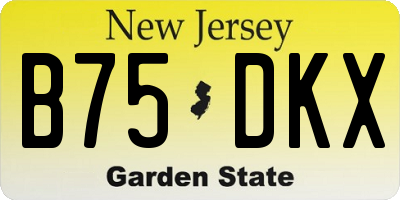 NJ license plate B75DKX