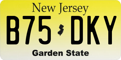NJ license plate B75DKY