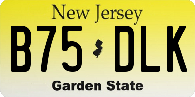 NJ license plate B75DLK