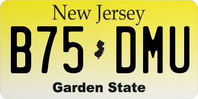 NJ license plate B75DMU