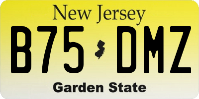 NJ license plate B75DMZ