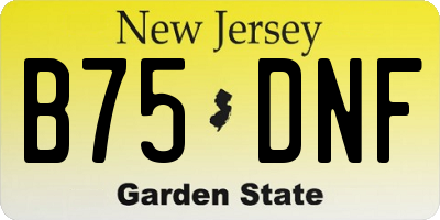 NJ license plate B75DNF