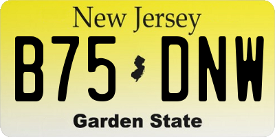 NJ license plate B75DNW
