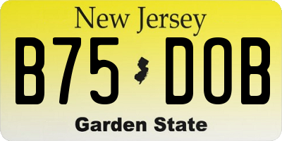 NJ license plate B75DOB