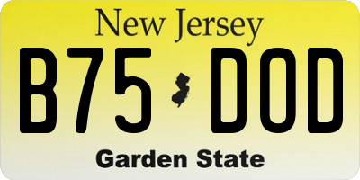NJ license plate B75DOD