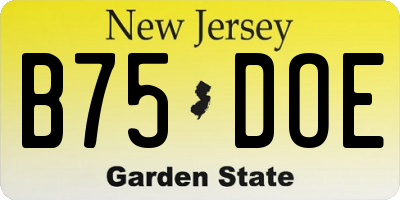 NJ license plate B75DOE